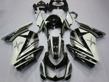 2008-2012 Kawasaki Ninja 250 Motorcycle Fairings - White Silver Star Glossy Black Canada Websites