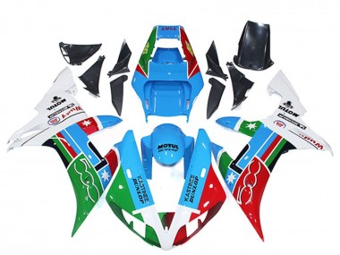 2002-2003 Yamaha R1 Motorcycle Fairings - White Blue Red Green Motul Michelin Dunlop Canada Websites