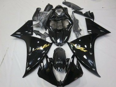 2009-2011 Yamaha R1 Motorcycle Fairings - Glossy Black Gold Decal Canada Websites