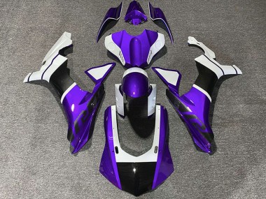 2015-2019 Yamaha R1 Motorcycle Fairings - White Purple Carbon Fiber Accents Canada Websites