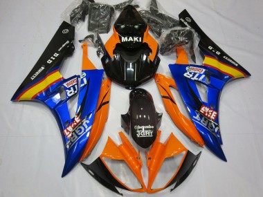 2006-2007 Yamaha R6 Motorcycle Fairings - Orange Blue Glossy Black Castrol Canada Websites