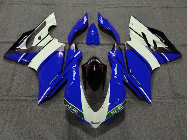 2015-2020 Ducati 959 1299 Motorcycle Fairings - Blue White Glossy Black Unibat Flex-Box OEM Style Canada Websites