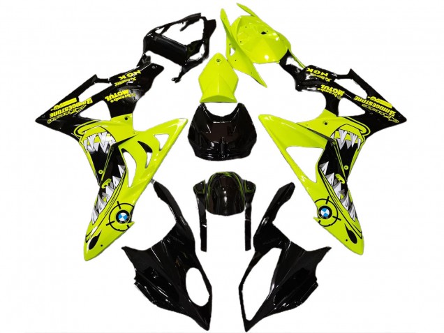 2009-2014 BMW S1000RR Motorcycle Fairings - High Viz Yellow Glossy Black Shark Canada Websites
