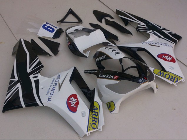 2006-2008 Triumph Daytona 675 Motorcycle Fairings - White Glossy Black with Flag Canada Websites