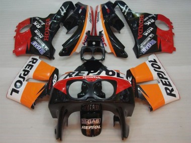 1990-1999 Honda CBR400RR NC29 Motorcycle Fairings - Orange White Red Glossy Black Repsol HRC Canada Websites