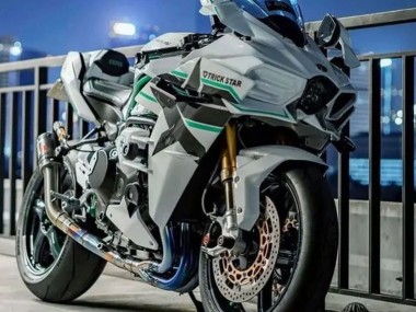 2015-2022 Kawasaki Ninja H2 Motorcycle Fairings - White with Green Lines Canada Websites