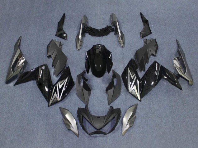 2015-2016 Kawasaki Z250/Z300 Motorcycle Fairings - Glossy Black Silver Canada Websites