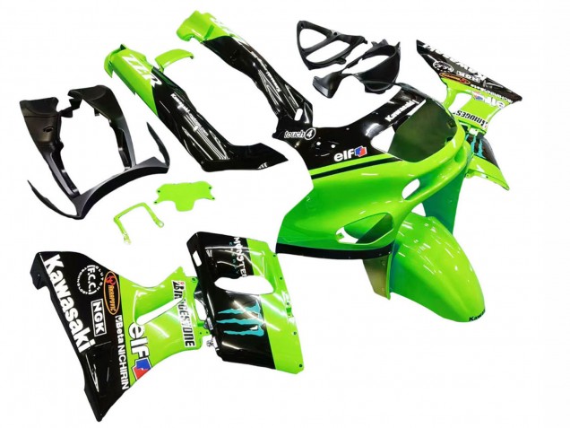 1993-2007 Kawasaki ZZR400 Motorcycle Fairings - Green Glossy Black Blue Monster Elf Touch4 Bridgestone Canada Websites