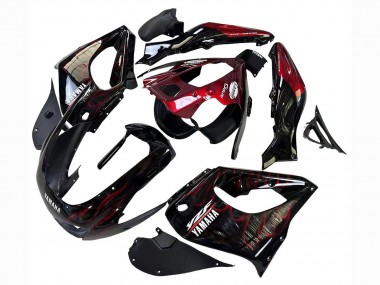 1997-2007 Yamaha YZF 1000R Thunderace Motorcycle Fairings - Black with Dark Red Flame Canada Websites