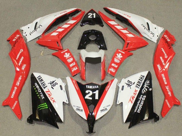 2012-2014 Yamaha TMAX530 Motorcycle Fairings - White Red Black Monster 21 Canada Websites