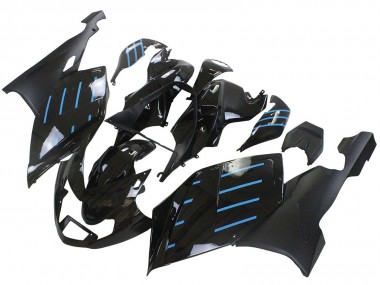 2005-2010 BMW K1200S Motorcycle Fairings - Glossy Black Matte Black Blue Lines Canada Websites