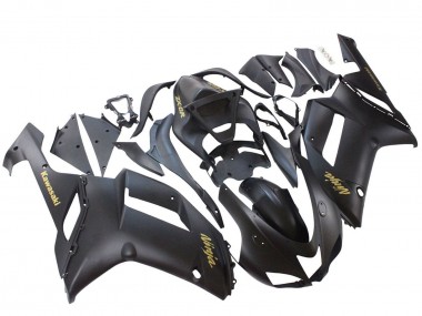 2007-2008 Kawasaki ZX6R Motorcycle Fairings - Matte Black with Yellow Logo Ninja Canada Websites