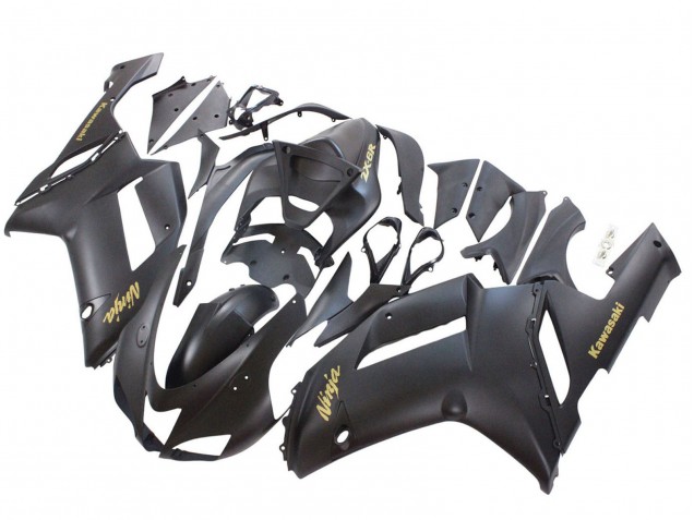 2007-2008 Kawasaki ZX6R Motorcycle Fairings - Matte Black with Yellow Logo Ninja Canada Websites