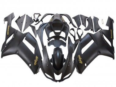2007-2008 Kawasaki ZX6R Motorcycle Fairings - Matte Black with Yellow Logo Ninja Canada Websites