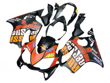 2004-2007 Honda CBR600 F4i Motorcycle Fairings - Matte Black Orange Rossi Canada Websites