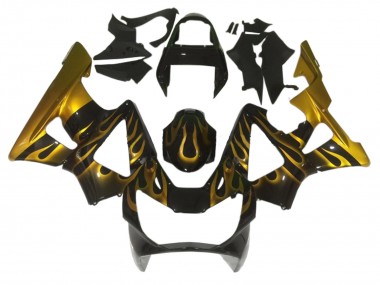 2000-2001 Honda CBR900RR 929 Motorcycle Fairings - Glossy Black Gold Flame Canada Websites