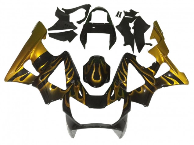 2000-2001 Honda CBR900RR 929 Motorcycle Fairings - Glossy Black Gold Flame Canada Websites