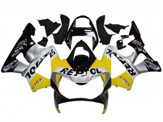 2000-2001 Honda CBR900RR 929 Motorcycle Fairings - Yellow Silver Glossy Black Repsol Canada Websites