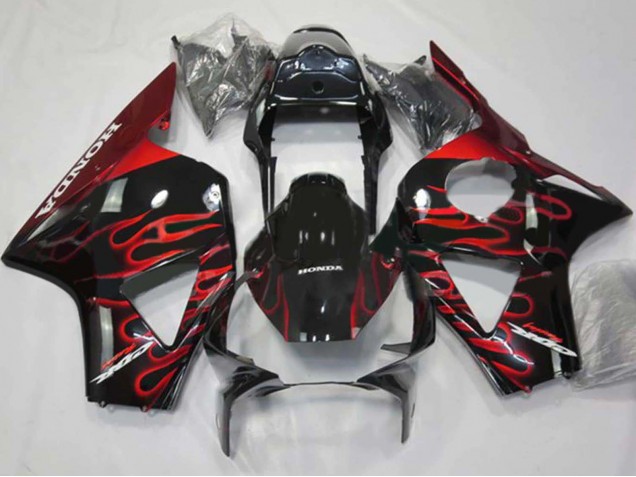 2002-2003 Honda CBR900RR 954 Motorcycle Fairings - Glossy Black Red Flame Canada Websites