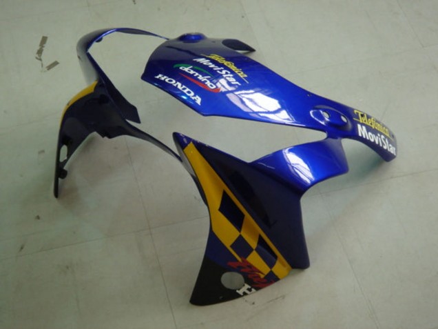 2002-2003 Honda CBR900RR 954 Motorcycle Fairings - Blue Yellow Glossy Black Telefonica MoviStar Castrol Canada Websites