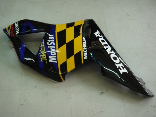 2002-2003 Honda CBR900RR 954 Motorcycle Fairings - Blue Yellow Glossy Black Telefonica MoviStar Castrol Canada Websites