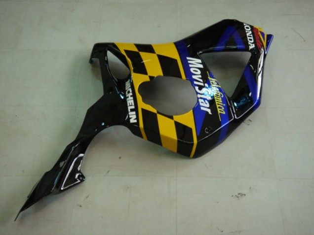 2002-2003 Honda CBR900RR 954 Motorcycle Fairings - Blue Yellow Glossy Black Telefonica MoviStar Castrol Canada Websites
