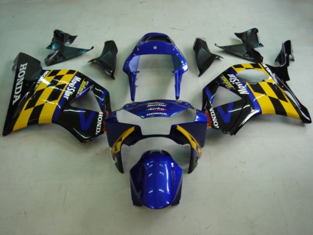 2002-2003 Honda CBR900RR 954 Motorcycle Fairings - Blue Yellow Glossy Black Telefonica MoviStar Castrol Canada Websites