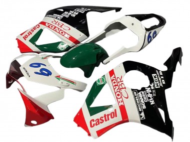 2002-2003 Honda CBR900RR 954 Motorcycle Fairings - White Red Green Glossy Black Castrol Canada Websites