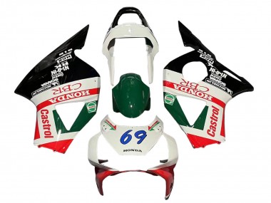 2002-2003 Honda CBR900RR 954 Motorcycle Fairings - White Red Green Glossy Black Castrol Canada Websites