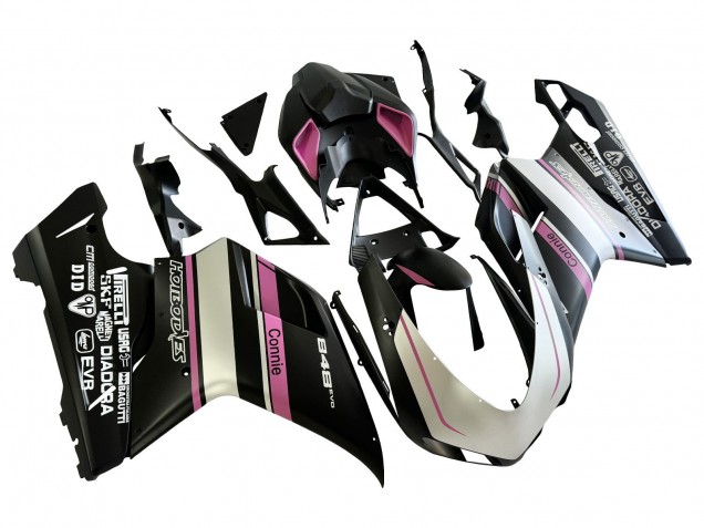 2007-2014 Ducati 848 Motorcycle Fairings - White Pink Glossy Black Connie Canada Websites