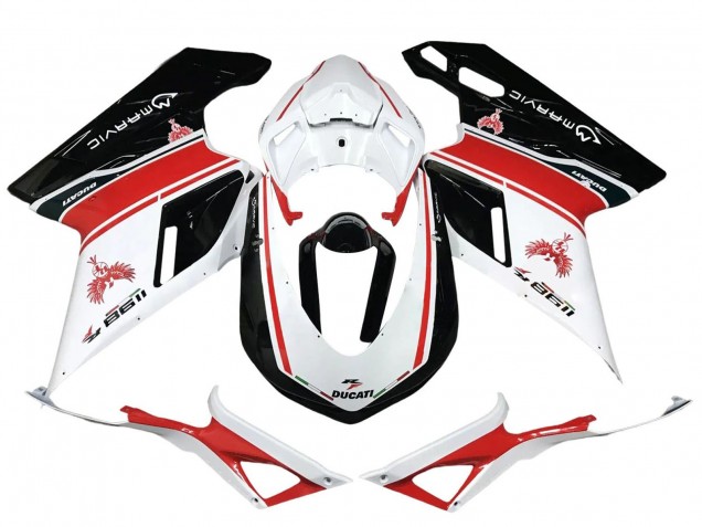 2007-2014 Ducati 1198 Motorcycle Fairings - White Red Glossy Black Canada Websites