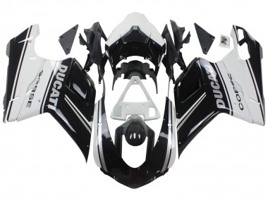 2007-2014 Ducati 848/1098/1198 Motorcycle Fairings - White Glossy Black Corse Canada Websites