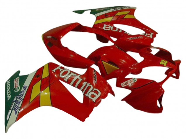 2002-2013 Honda VFR 800 Motorcycle Fairings - Red Yellow Green Fortuna Castrol Valsir 33 Canada Websites