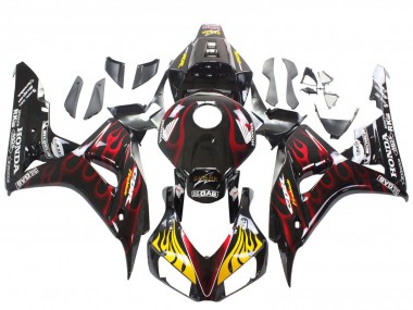 2006-2007 Honda CBR1000RR Motorcycle Fairings - Glossy Black Yellow Red Flame Canada Websites