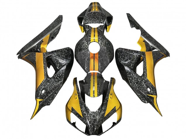 2006-2007 Honda CBR1000RR Motorcycle Fairings - Gold Black Forged Carbon Fiber Canada Websites