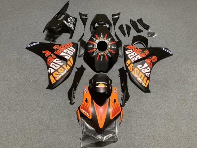 2008-2011 Honda CBR1000RR Motorcycle Fairings - Matte Black Orange Repsol Rossi Canada Websites