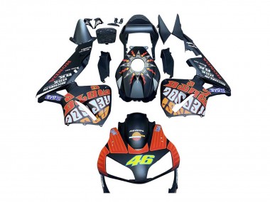 2003-2004 Honda CBR600RR Motorcycle Fairings - Matte Black Orange Repsol Rossi 46 Canada Websites