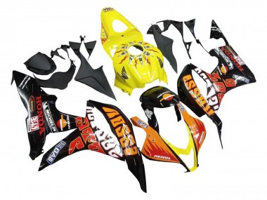 2007-2008 Honda CBR600RR Motorcycle Fairings - Yellow Orange Glossy Black Rossi Repsol Canada Websites