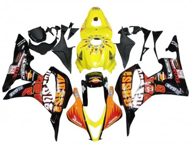 2007-2008 Honda CBR600RR Motorcycle Fairings - Yellow Orange Glossy Black Rossi Repsol Canada Websites