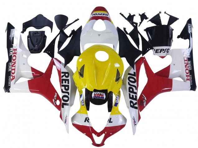 2007-2008 Honda CBR600RR Motorcycle Fairings - White Yellow Red Repsol HRC Canada Websites