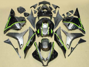 2009-2012 Honda CBR600RR Motorcycle Fairings - Silver Glossy Black with Fluorescent Green Lines Canada Websites