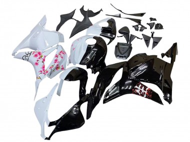2009-2012 Honda CBR600RR Motorcycle Fairings - White Cherry Blossom Glossy Black Canada Websites