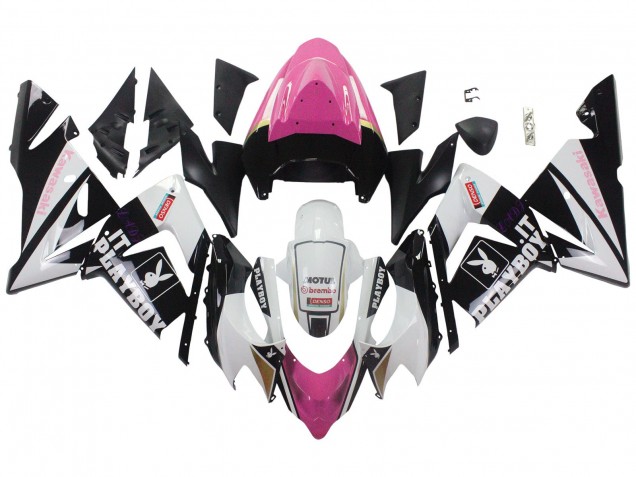 2004-2005 Kawasaki ZX10R Motorcycle Fairings - Black Pink White Playboy Motul Canada Websites