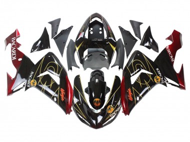 2006-2007 Kawasaki ZX10R Motorcycle Fairings - Black Red Gold BACARDI Canada Websites