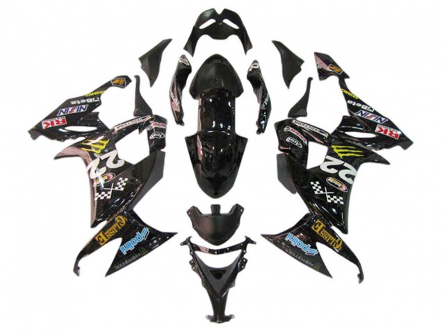 2006-2007 Kawasaki ZX10R Motorcycle Fairings - Glossy Black Red Blue Yellow Monster Canada Websites