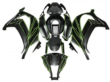 2008-2010 Kawasaki ZX10R Motorcycle Fairings - Matte Black Green Lines Canada Websites