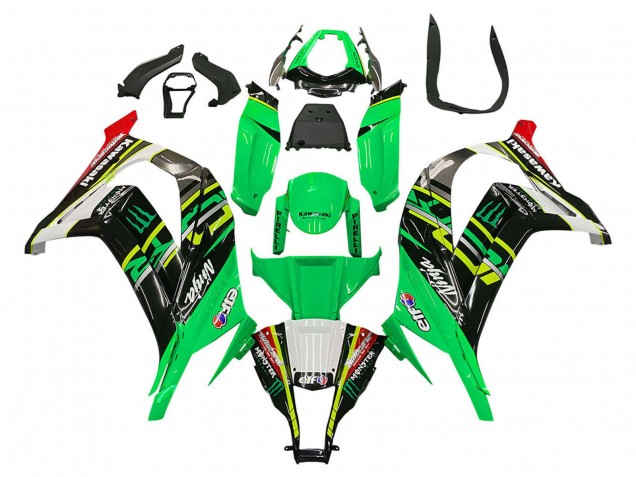 2011-2015 Kawasaki ZX10R Motorcycle Fairings - Green Yellow Black White Elf Monster Canada Websites
