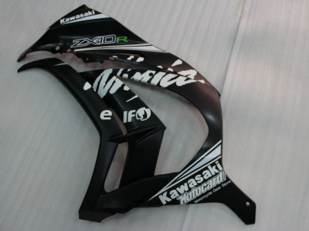 2011-2015 Kawasaki ZX10R Motorcycle Fairings - Glossy Black White Elf Snow Decal Canada Websites