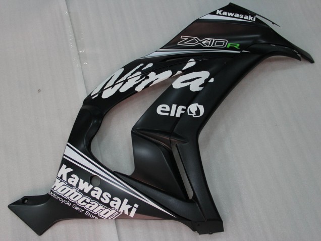 2011-2015 Kawasaki ZX10R Motorcycle Fairings - Glossy Black White Elf Snow Decal Canada Websites