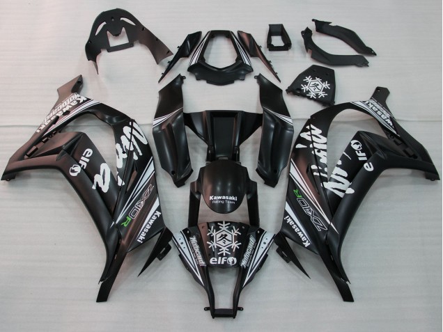 2011-2015 Kawasaki ZX10R Motorcycle Fairings - Glossy Black White Elf Snow Decal Canada Websites